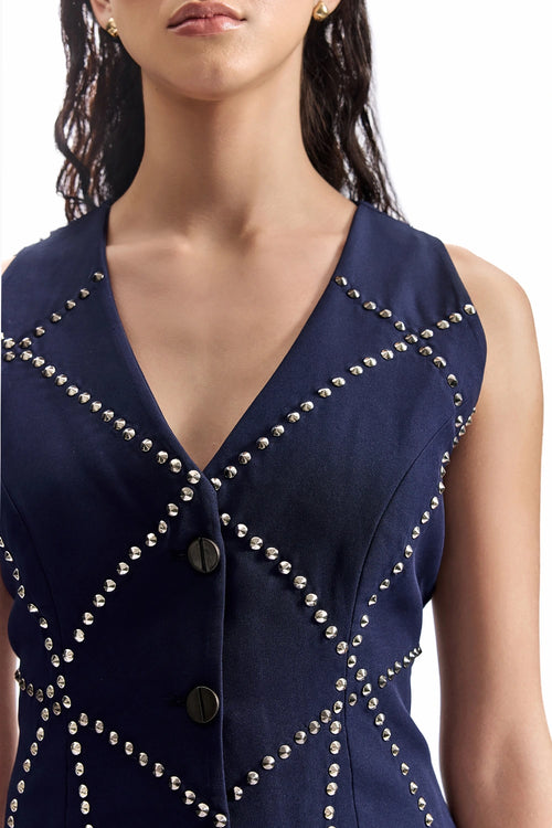 Stud-Grid Tailored Waistcoat
