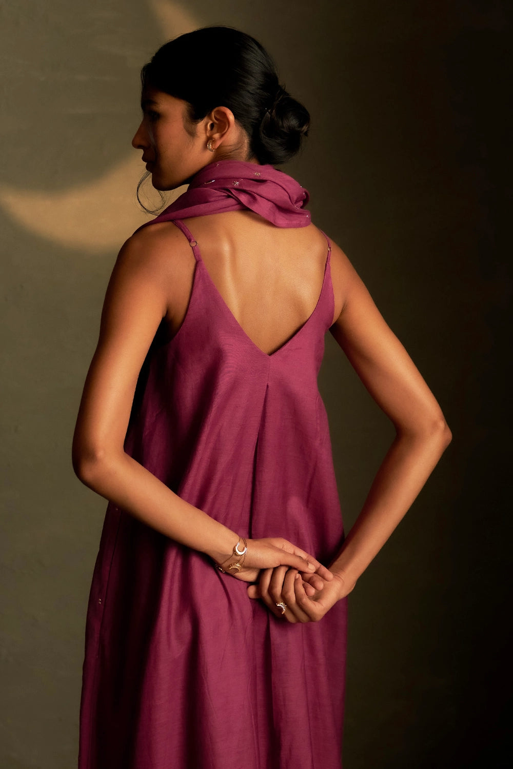 Twilight Magenta Chaand Sitara Dress with Scarf