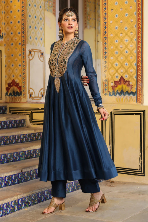 Ahista Blue Kalidaar Set