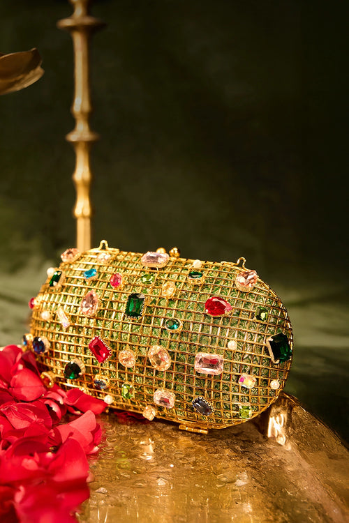 Ophelia Gem Stones & Pearls Clutch