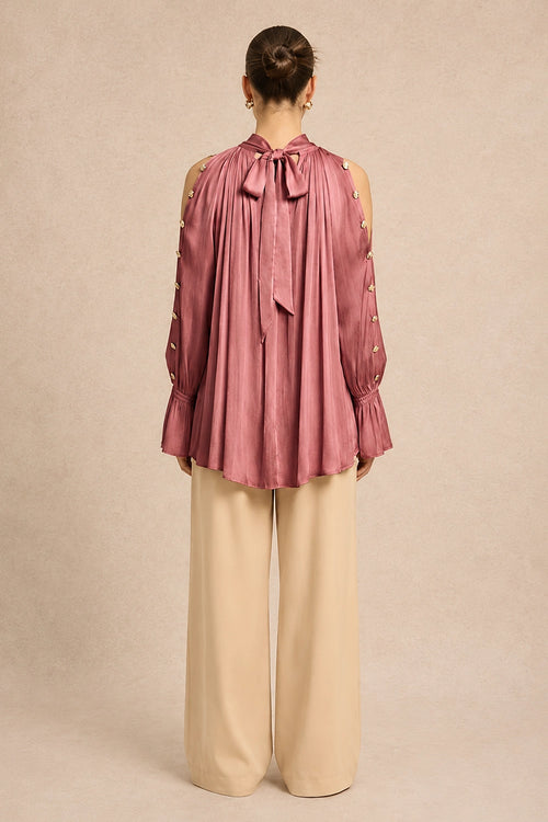 Brick Red Halter Neck Blouse