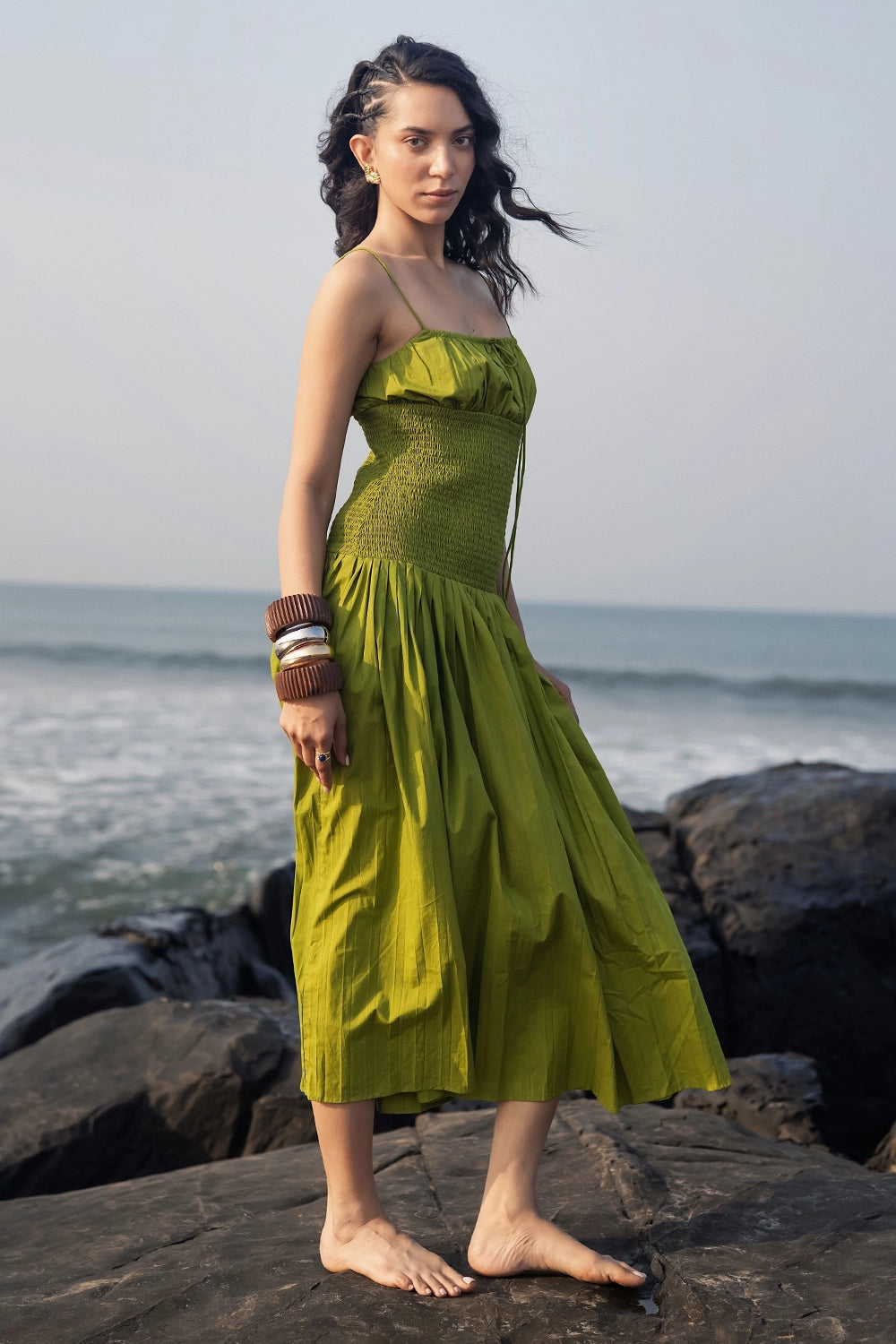 Neon Smoked Midi Dress
