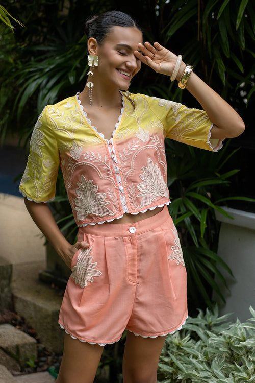 Yellow-Pink Ombre Palmere Co-ord Set