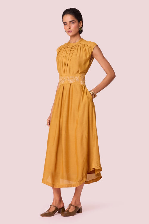 Barika Yellow Midi Dress