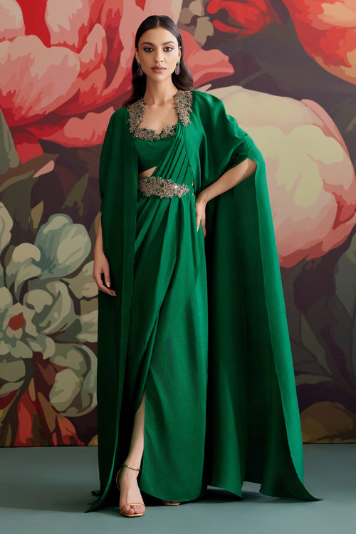 Panna Cape Saree Set