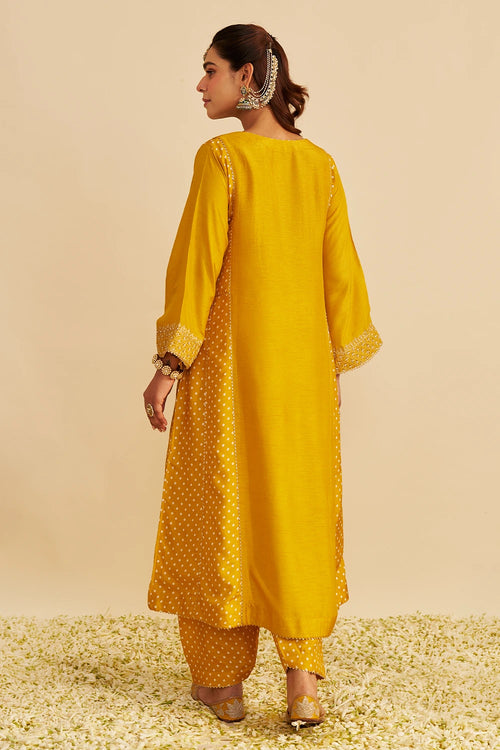Esra Mustard Long Chauga with Salwar