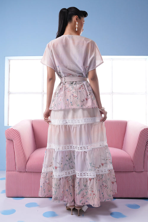 Carol Pink Lace Meshnet Co-ord Set