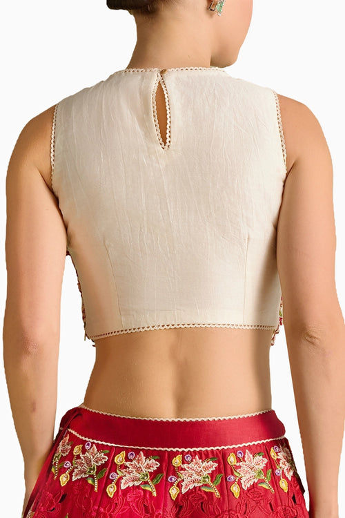 Ivory 3D Scallop Embroidered Top