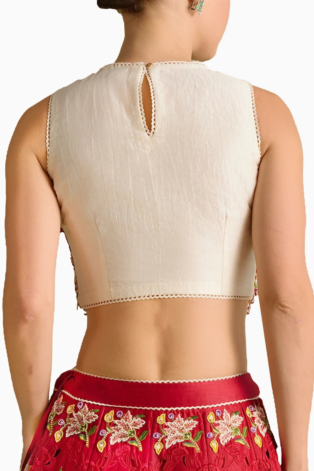 Ivory 3D Scallop Embroidered Top