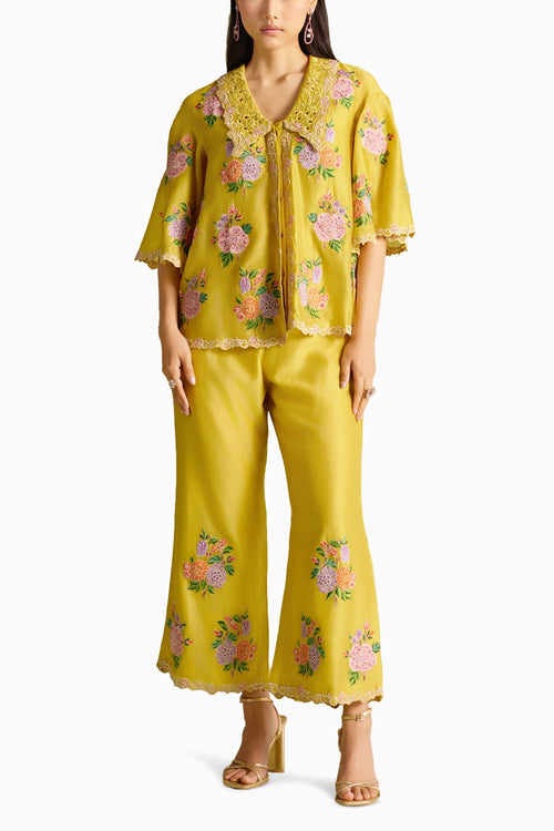 Yellow Floral Bunch Mosaic Co-ord Set