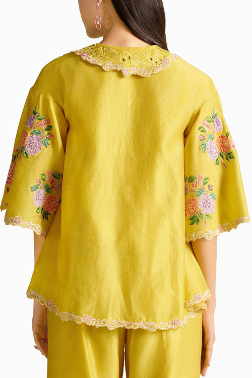 Yellow Floral Bunch Mosaic Shirt