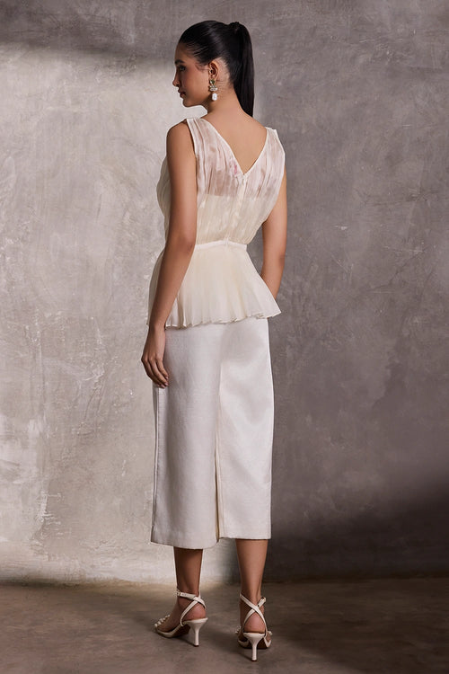 Ivory Gajji Silk Gaucho Pants