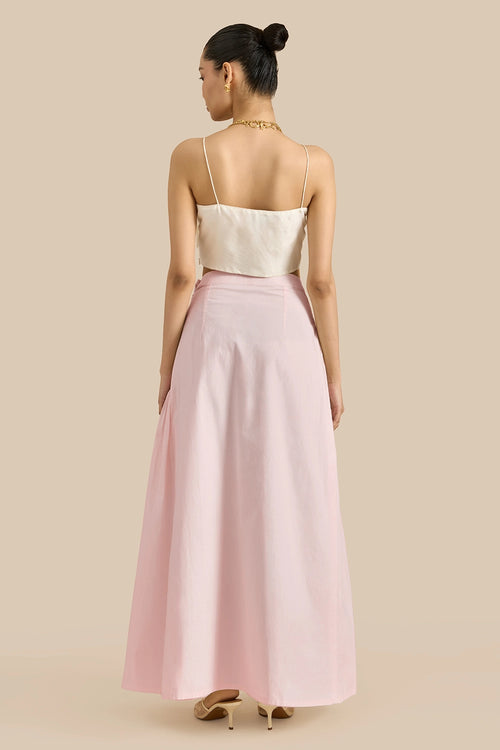 Dahlia White and Pink Skirt Set