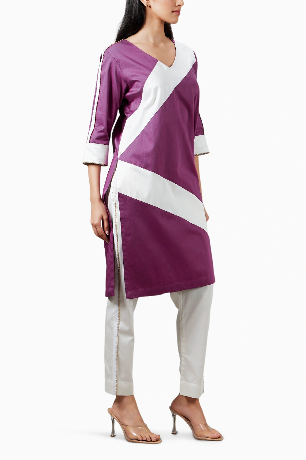 Wine Stripe Kurta Set