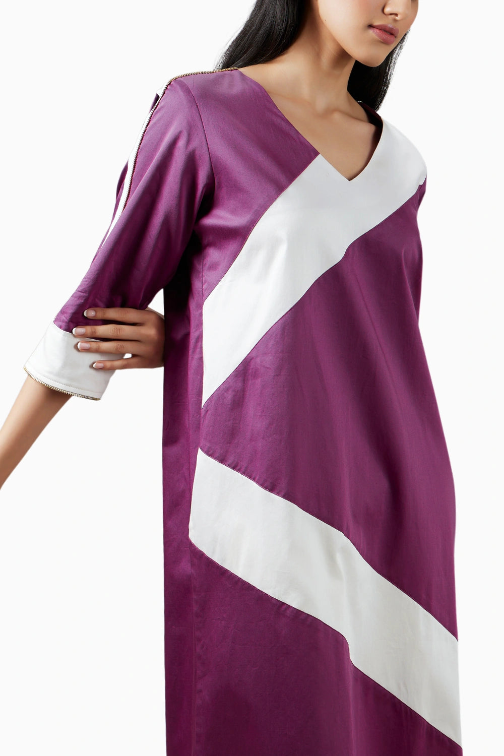 Wine Stripe Kurta Set