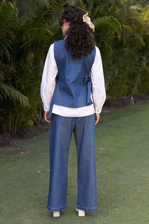 White And Blue Elodie Pant Set