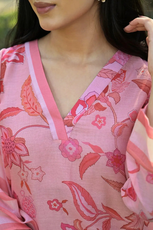 Pink Cotton Chanderi Suit