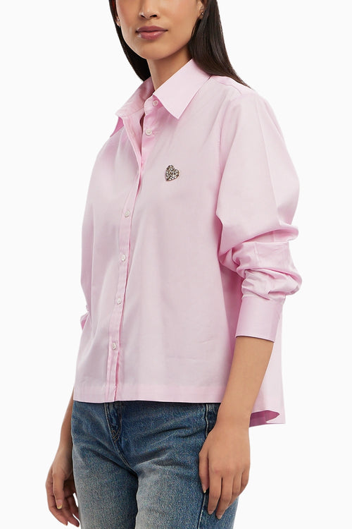 Pink Pastel Swarovski Heart Crop Shirt