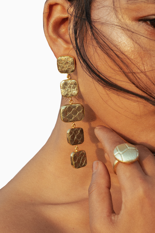 Gold-Green Cube Danglers