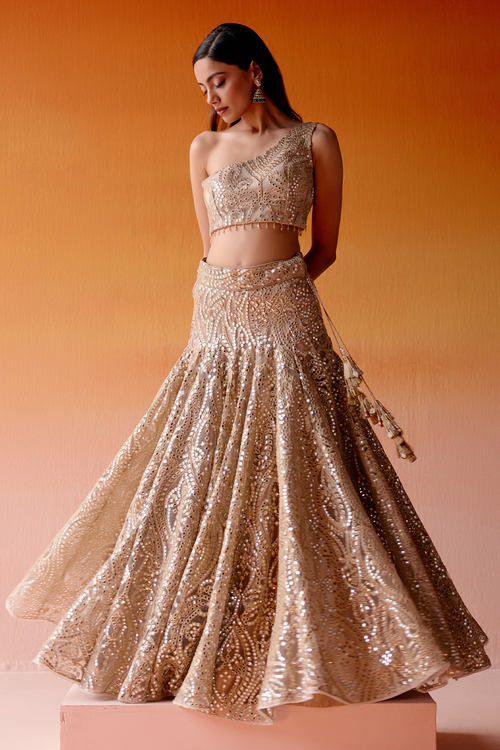Golden Slim Fit Lehenga