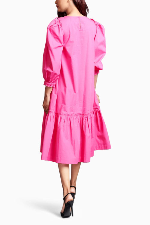 Pink Long Dress With Embroidery