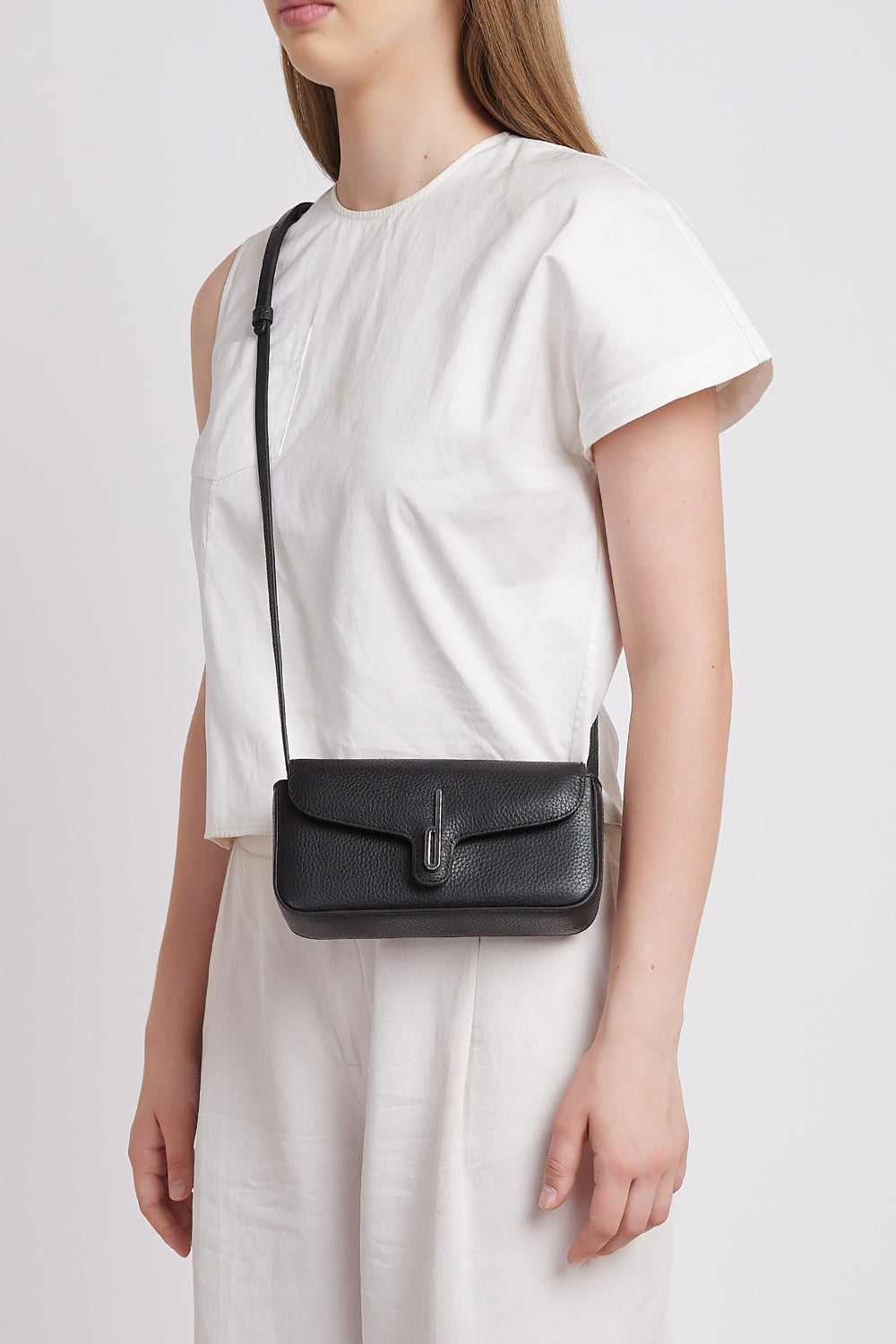 Claudia Mini Pebble Black Crossbody Bag