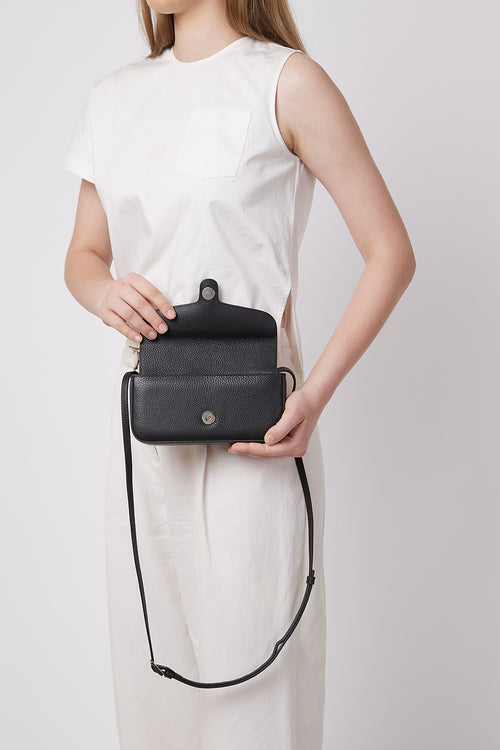Claudia Mini Pebble Black Crossbody Bag