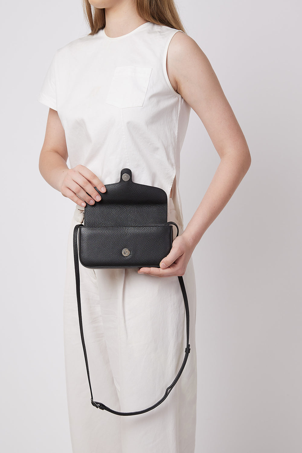 Claudia Mini Pebble Black Crossbody Bag