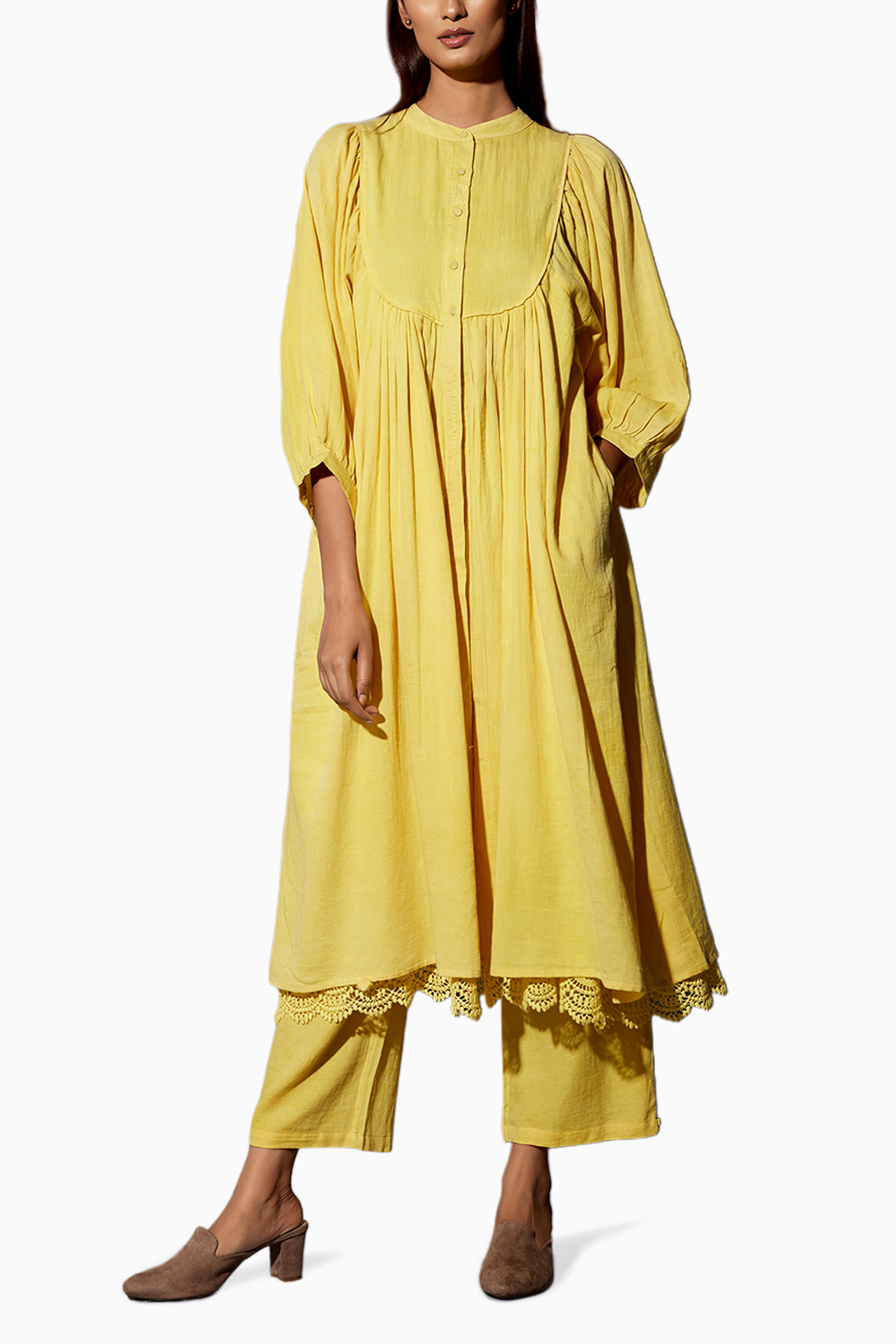 Yellow Haldi Festive Tunic with Pants Set