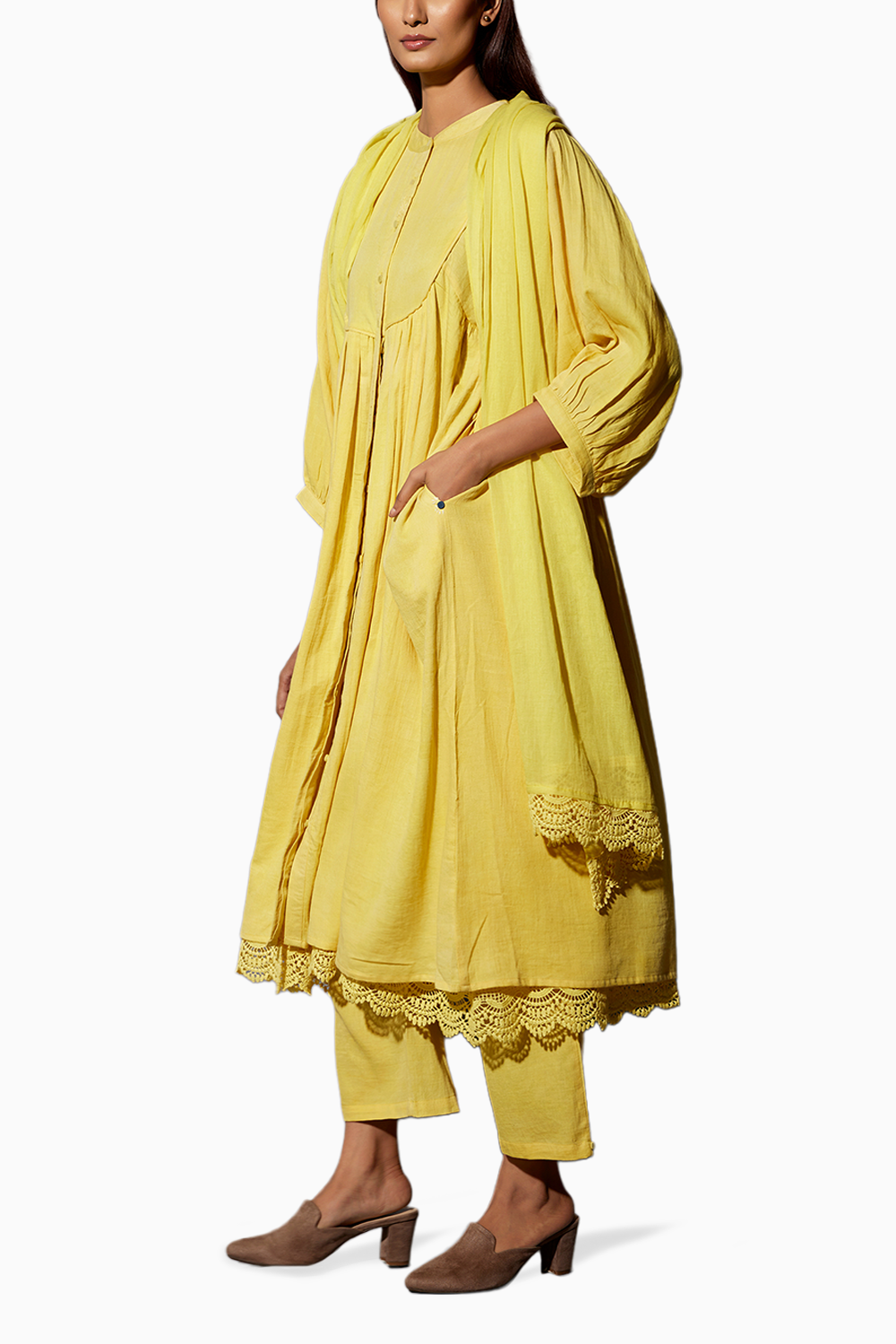 Yellow Haldi Festive Tunic with Pants Set