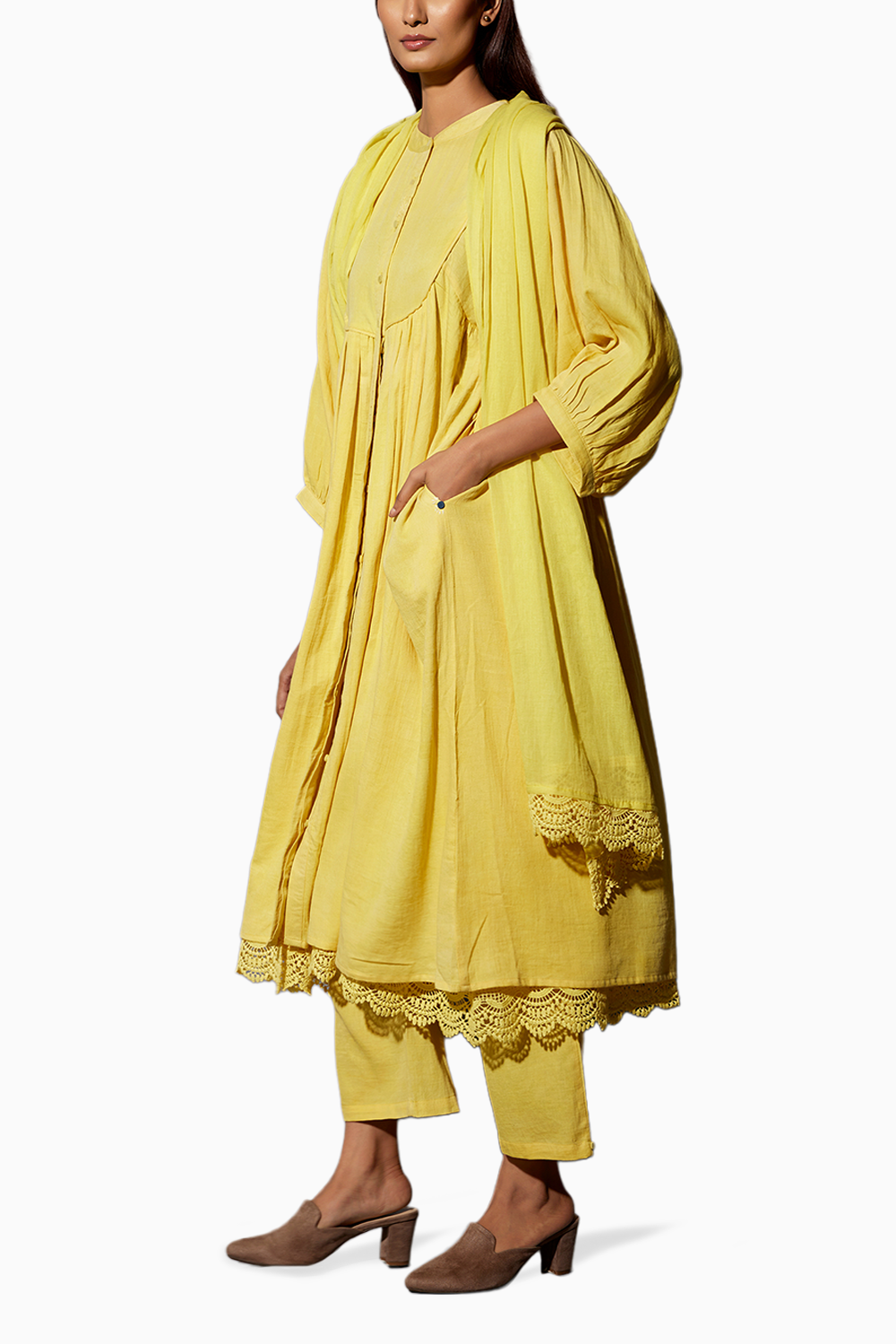 Yellow Haldi Festive Dress with Pants Set