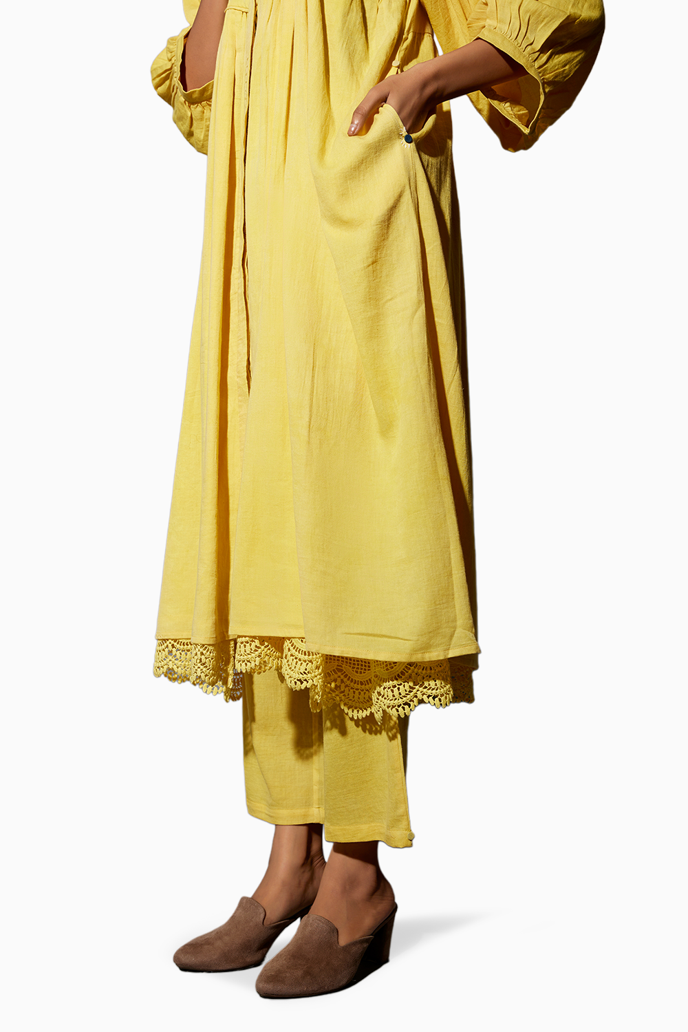 Yellow Haldi Festive Tunic with Pants Set