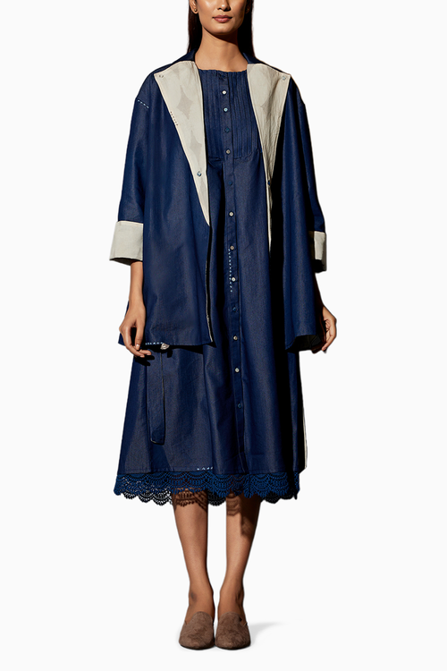 Blue Denim Dress Coord Set