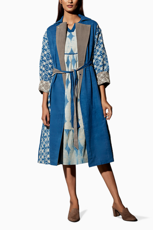 Reversible Mud & Indigo Trench Dress Co-ord Set