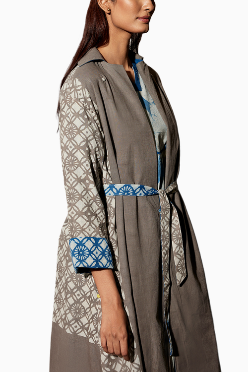 Reversible Mud & Indigo Trench Dress Co-ord Set