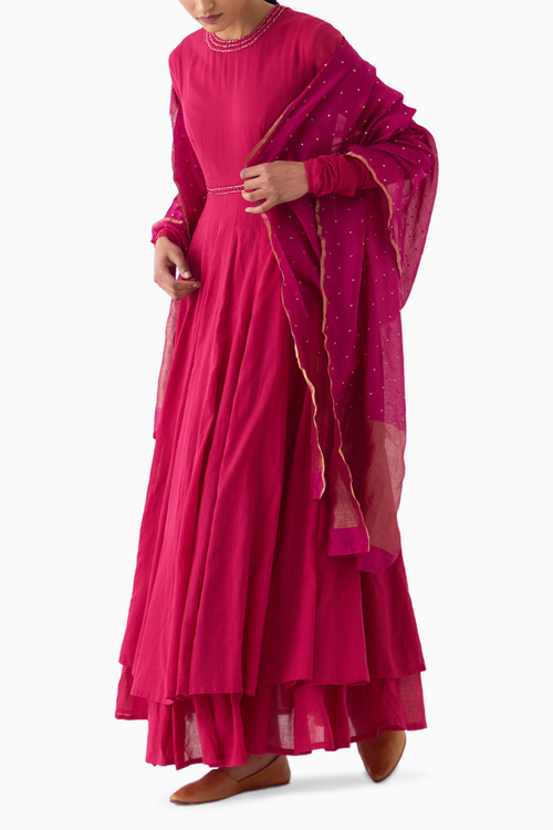 Amrita Rani Pink Ghoomar Anarkali Set