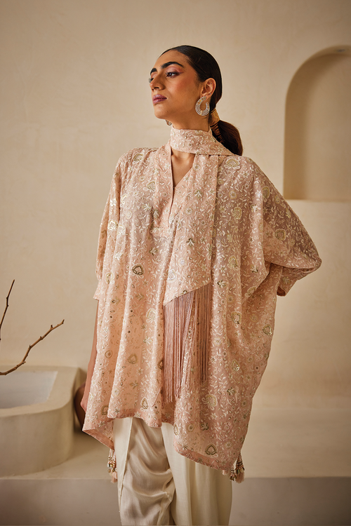 Chikankari Kaftan with Tulip Dhoti