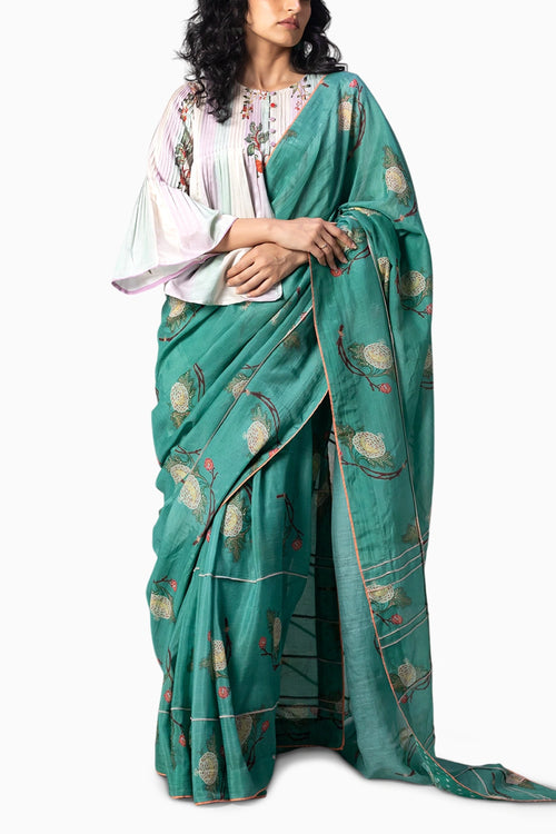 Dahlia Green Saree