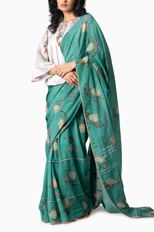 Dahlia Green Saree