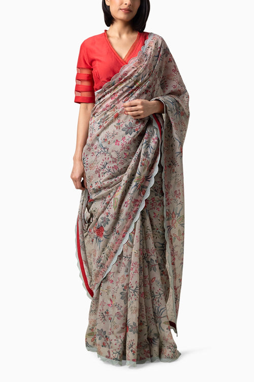 Amaree Grey Red Saree