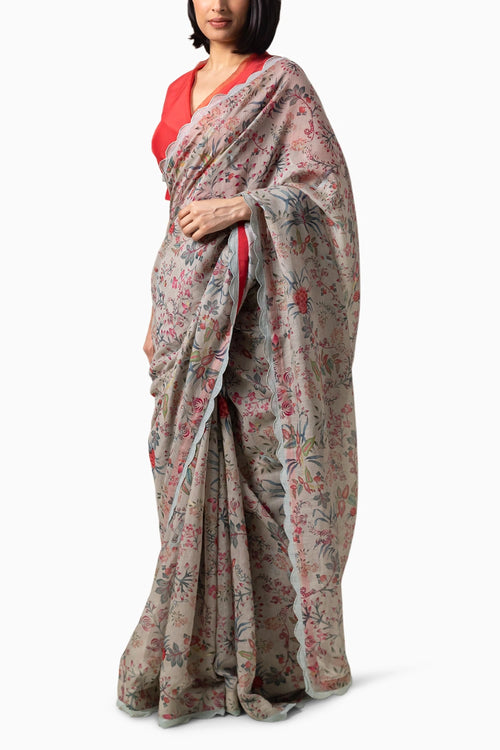 Amaree Grey Red Saree