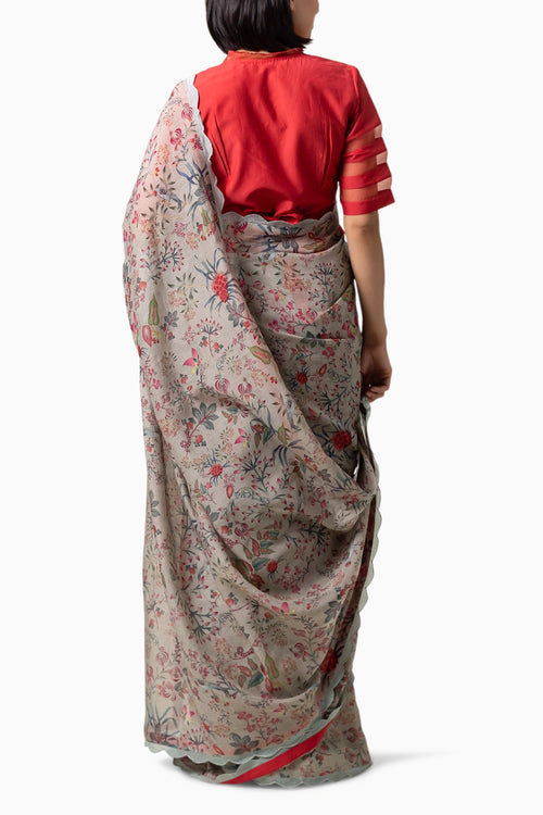 Amaree Grey Red Saree