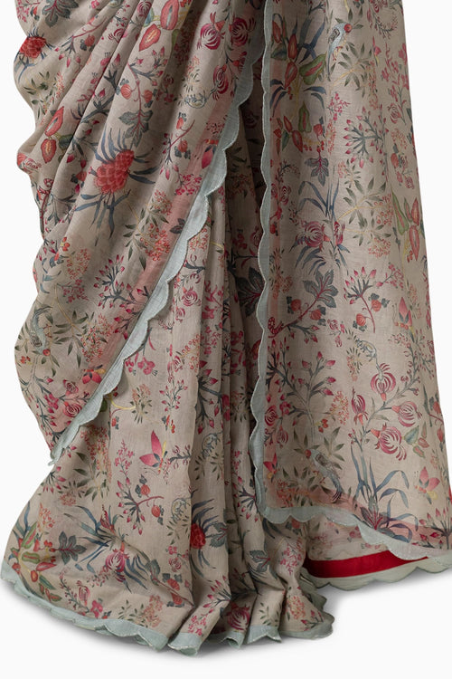 Amaree Grey Red Saree
