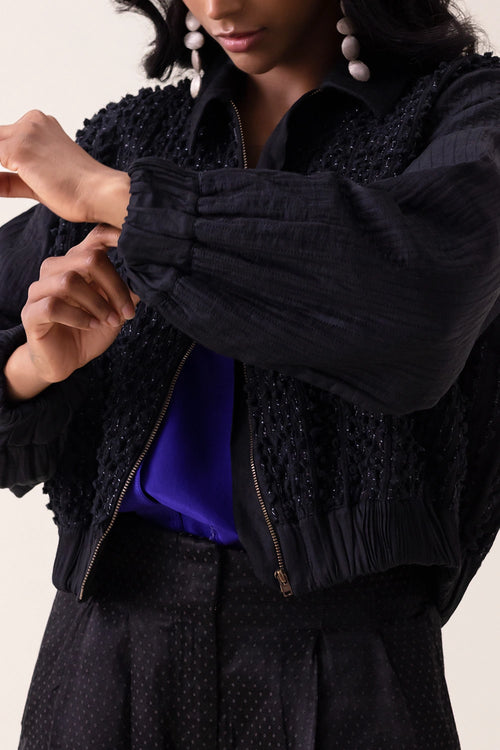Black Corsica Bomber Jacket