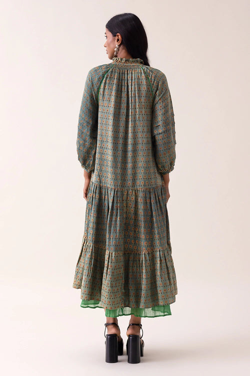 Blue Kaeru Floral Dabu Dress