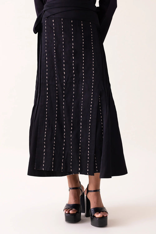 Black Tottori Wrap Skirt