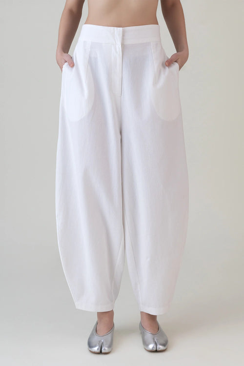 Hibi Barrel White Pants