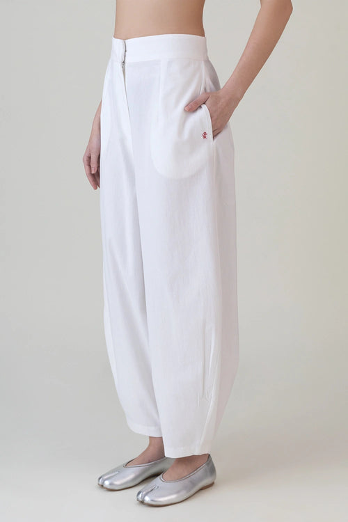 Hibi Barrel White Pants