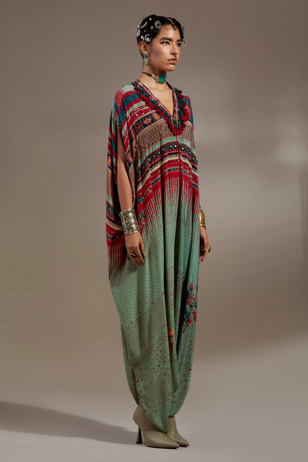 Ash Green Anka Vayu Kaftaan Jumpsuit