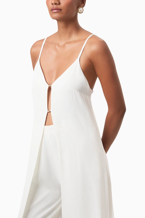 Ivory Front Slit Drape Top